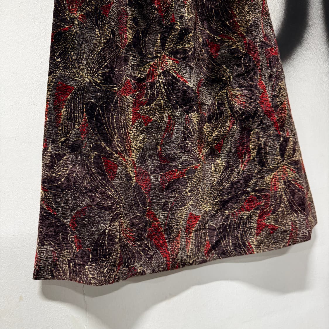 VTG 빈티지 재패니즈 오리엔탈 풀 패턴 벨벳 롱 스커트 상품이미지4