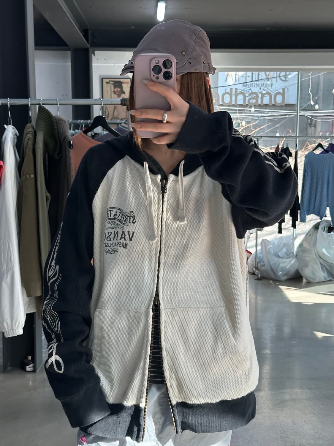 벤슨 윙 레터링로고 투웨이 후드집업 상품이미지3