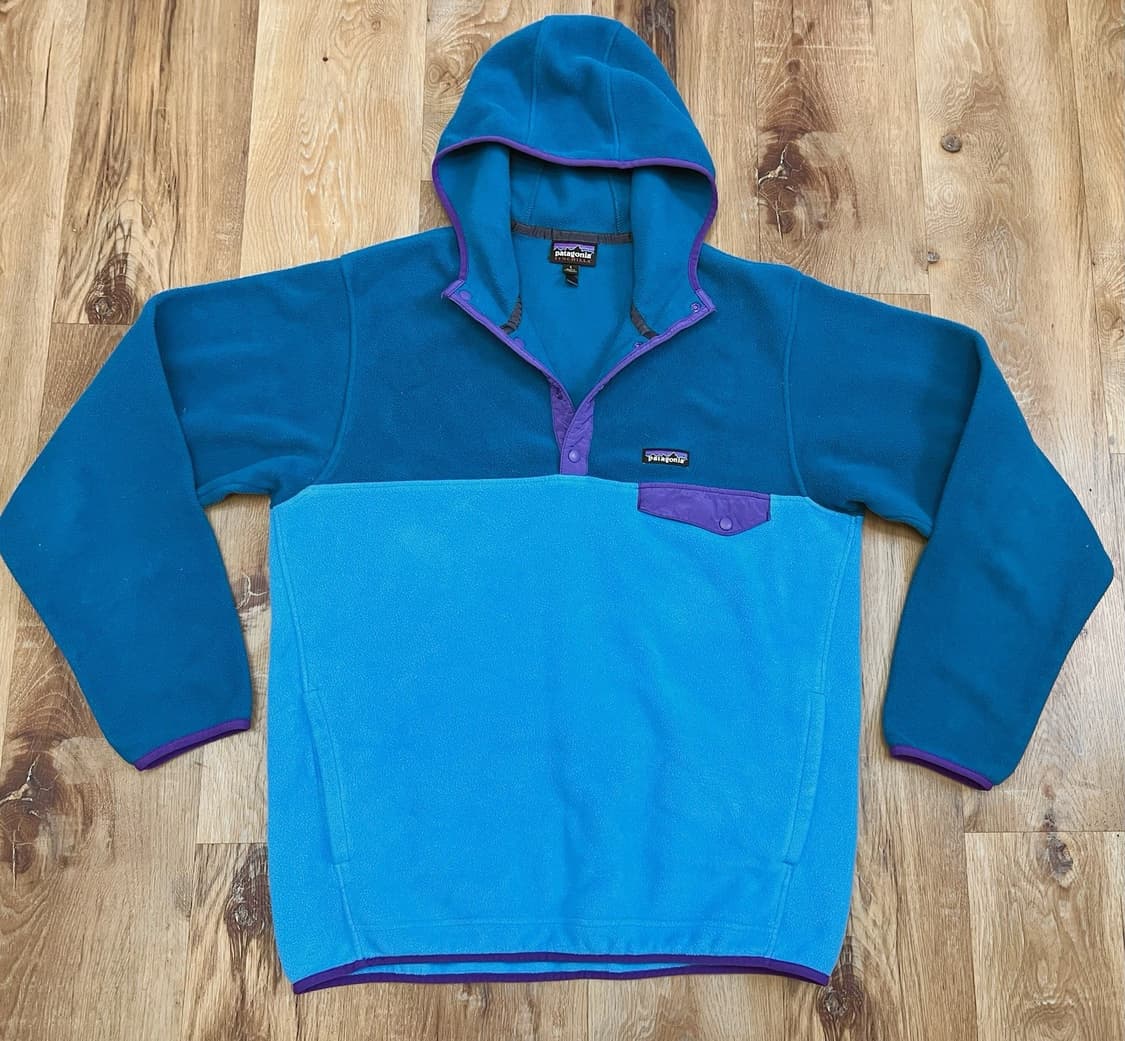 13FW 파타고니아 신칠라 후드 스냅-T 플리스 틸 스카이블루 퍼플 포켓 상품이미지1