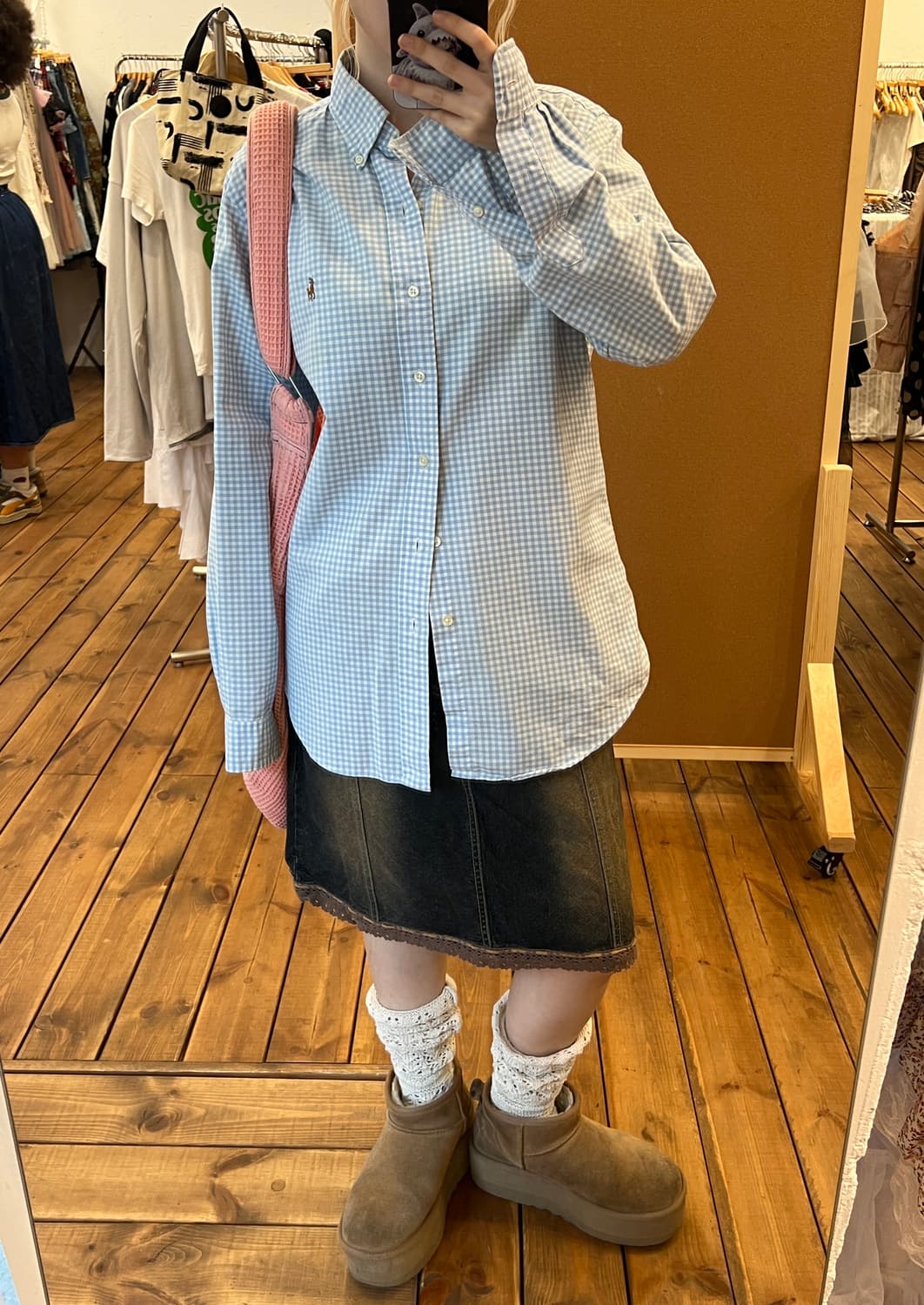 폴로 스카이블루 체크 셔츠 상품이미지3