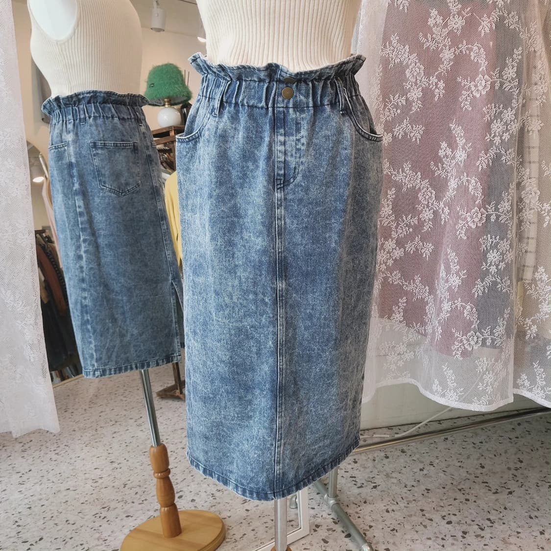 애시드워시 빈티지 밴딩 데님스커트 상품이미지8