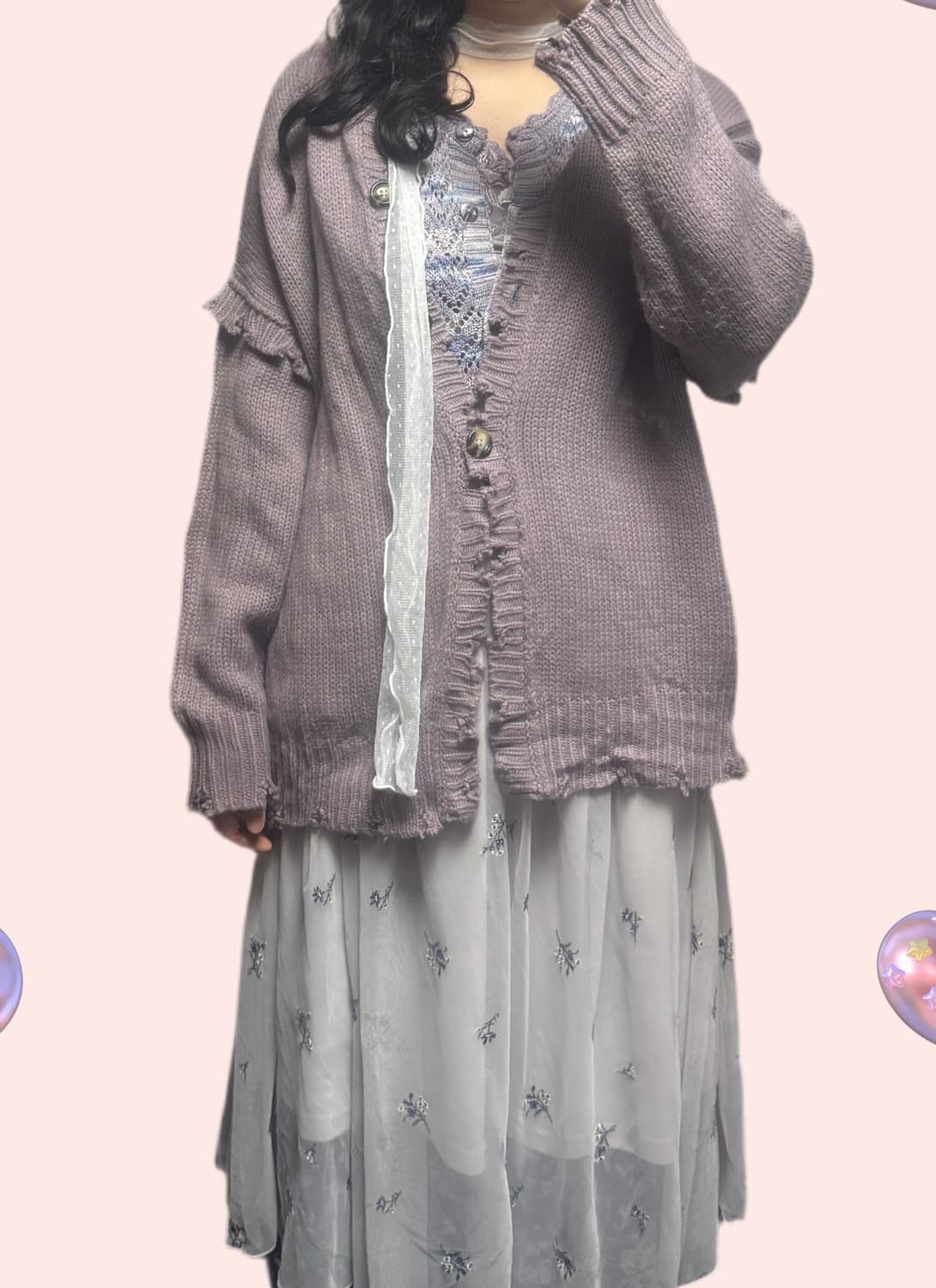 퍼플 모리세트 #모리걸 #하구미 #무지개떡 #가디건 #보라 #퍼플 상품이미지1