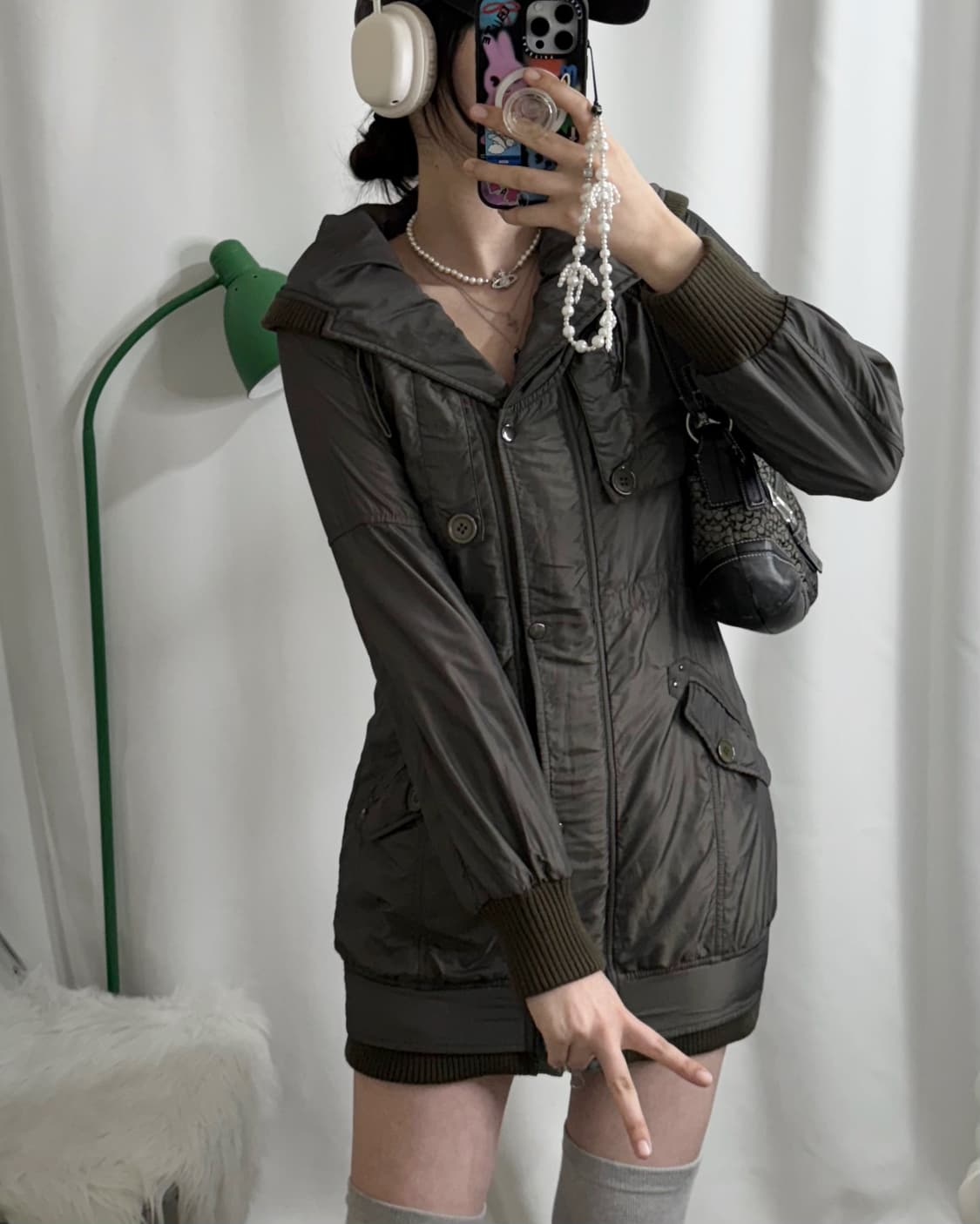 쿨 카키 빅 카라 야상 자켓 상품이미지6