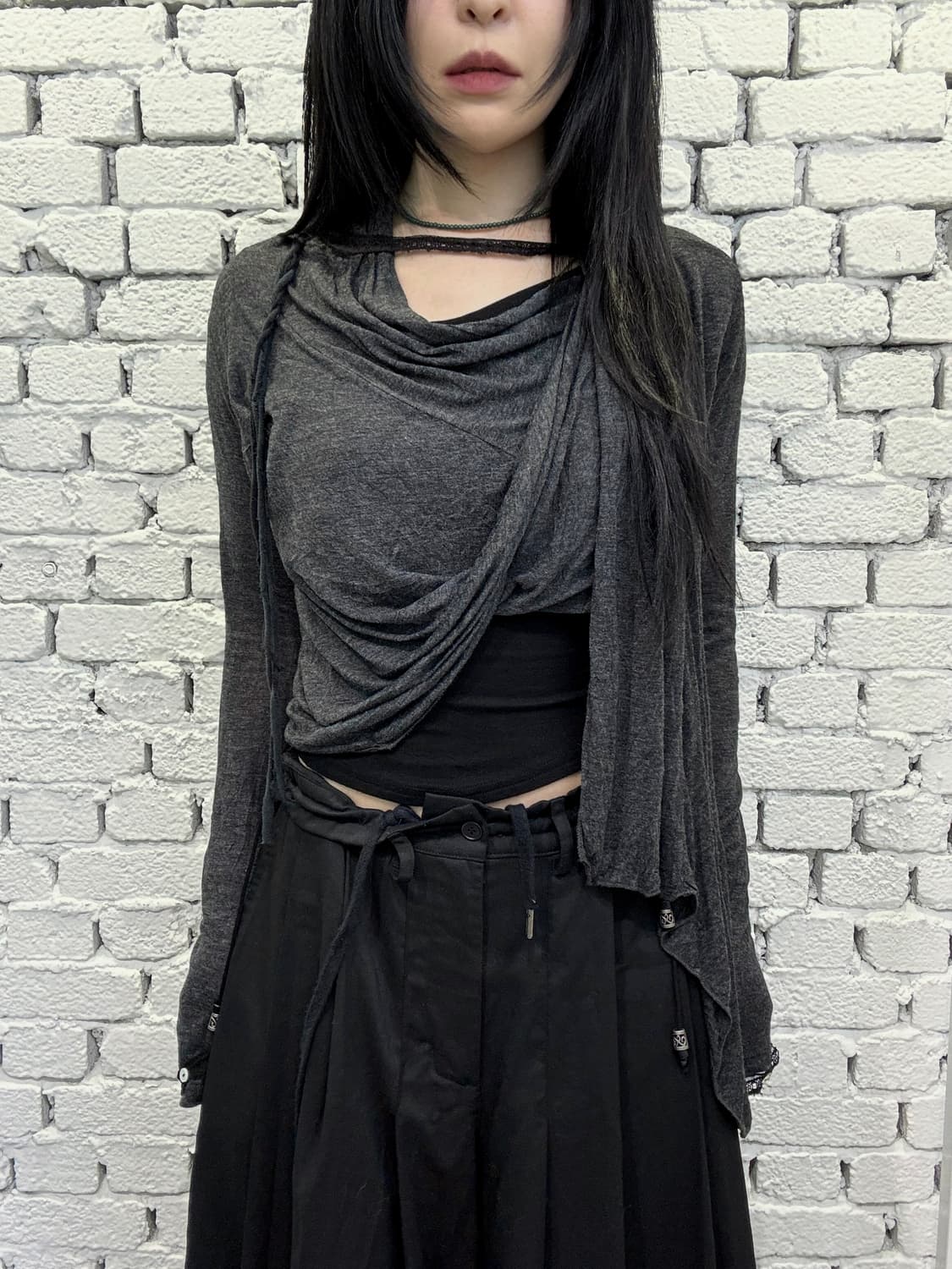 Asymmetric Draped Layered Long SleeveTop 상품이미지3