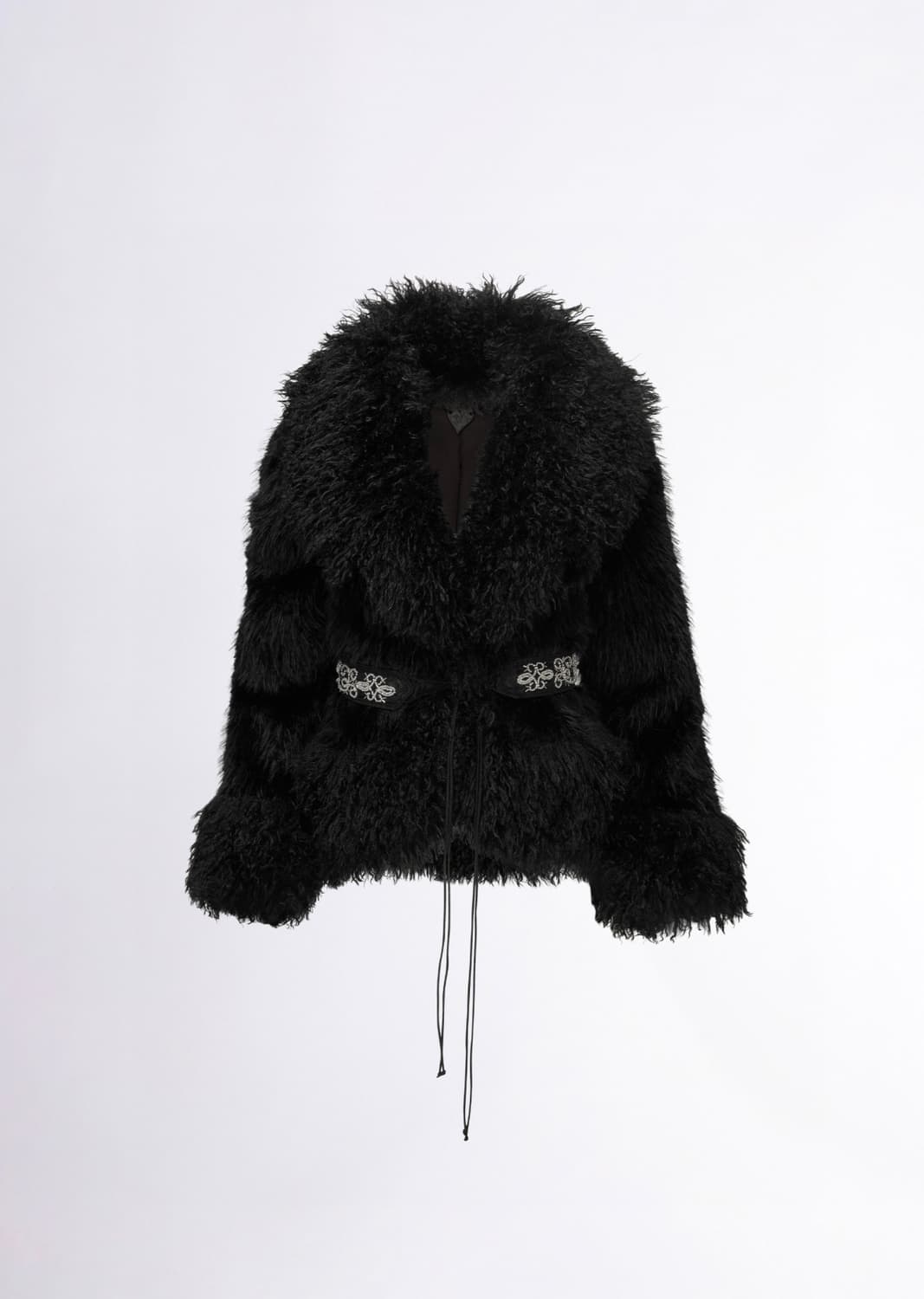 Sculptor Beaded Faux Fur Robe Black 상품이미지1