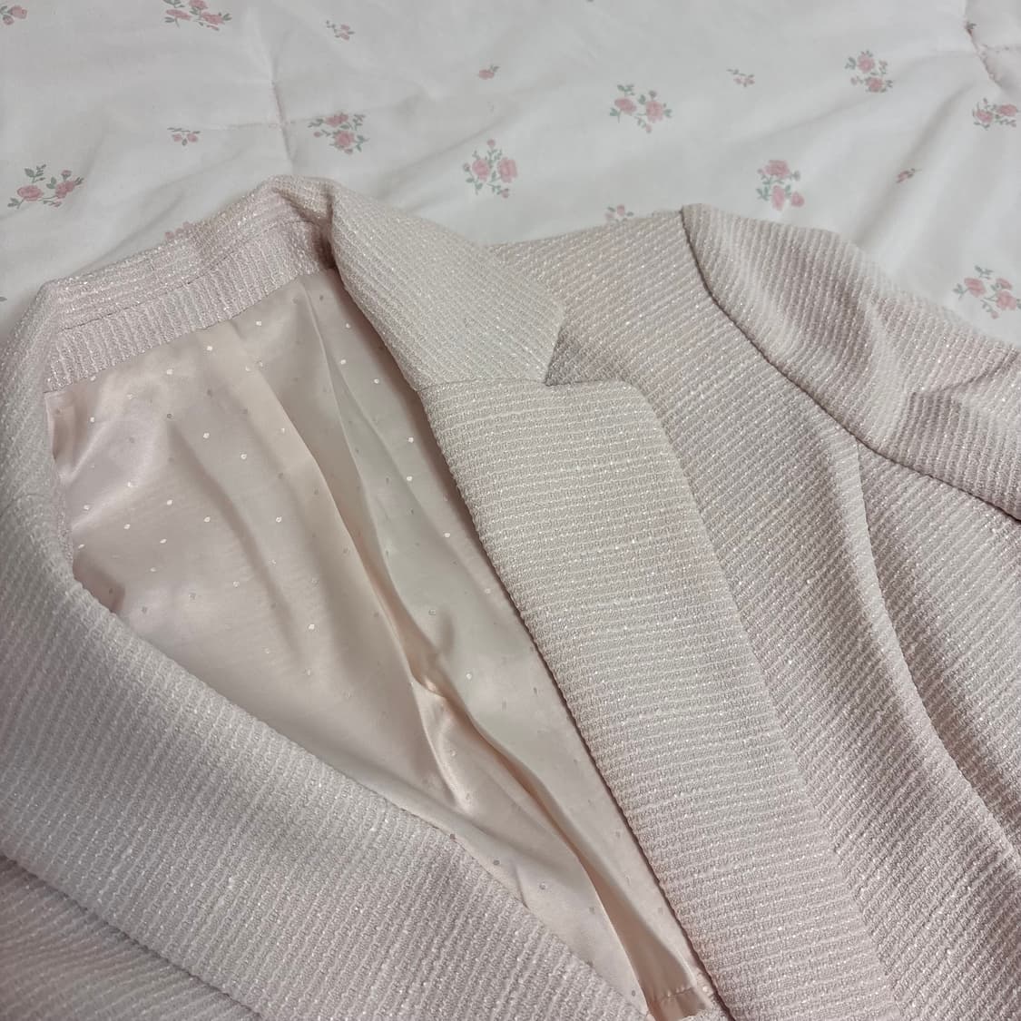 딸기우유 리본 핑크 트위드 자켓 땡땡이 상품이미지4