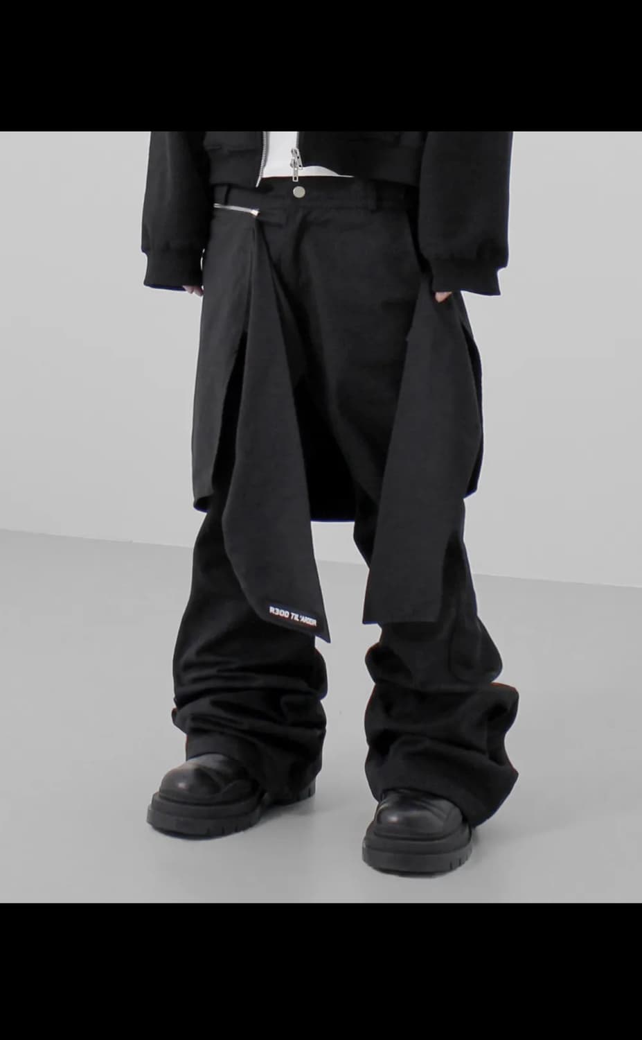 로아링라드 셔츠 지퍼 플레어 팬츠 블랙 M 상품이미지1