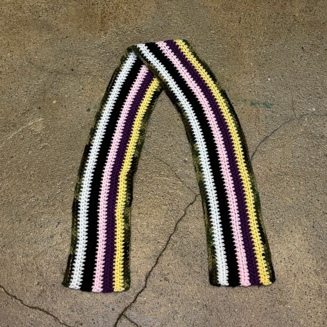 미국 빈티지 니트 핸드메이드 스트라이프 손뜨게 머플러 목도리 상품이미지1