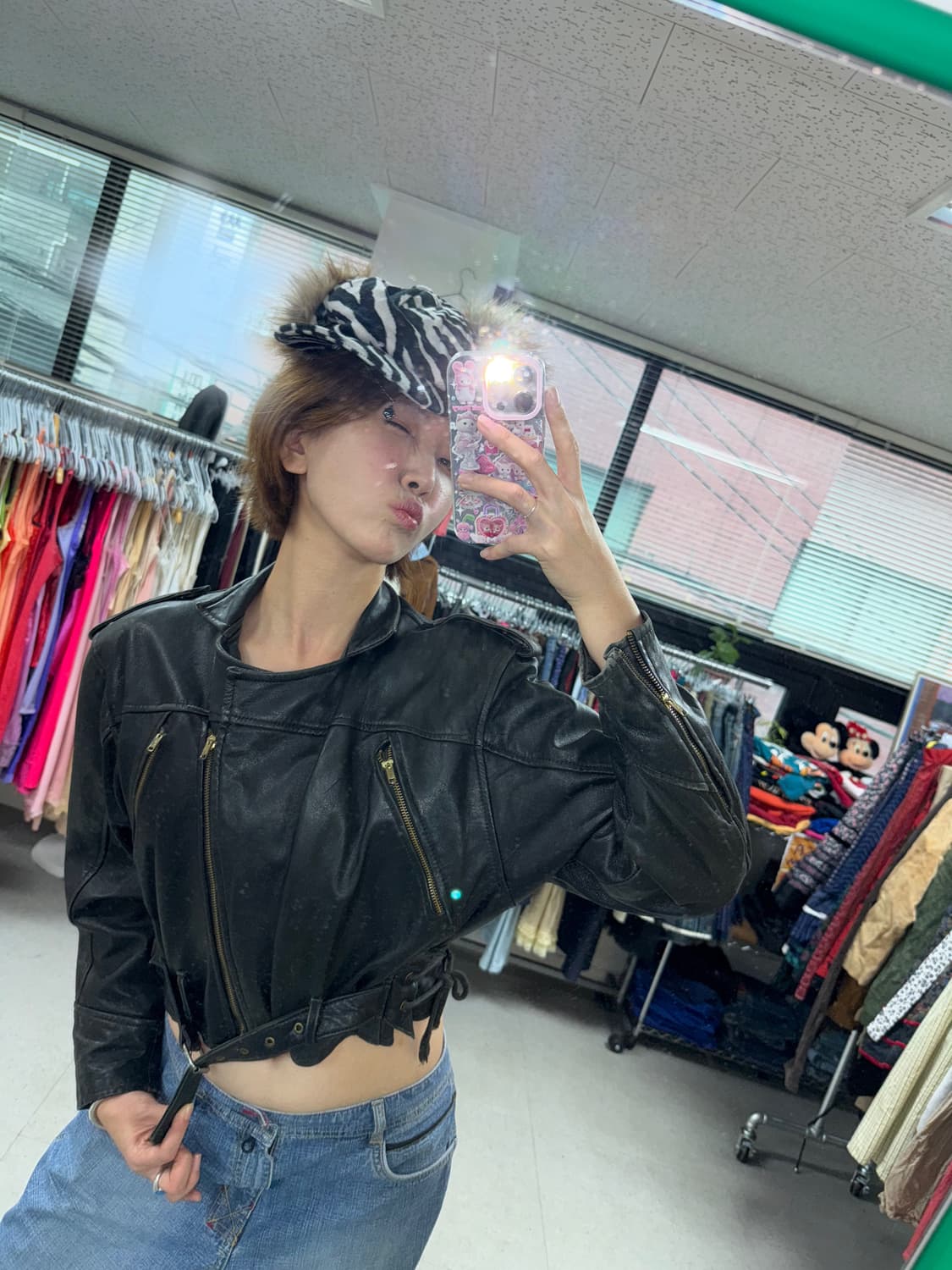 Europe sheepskin leather crop jacket  상품이미지1