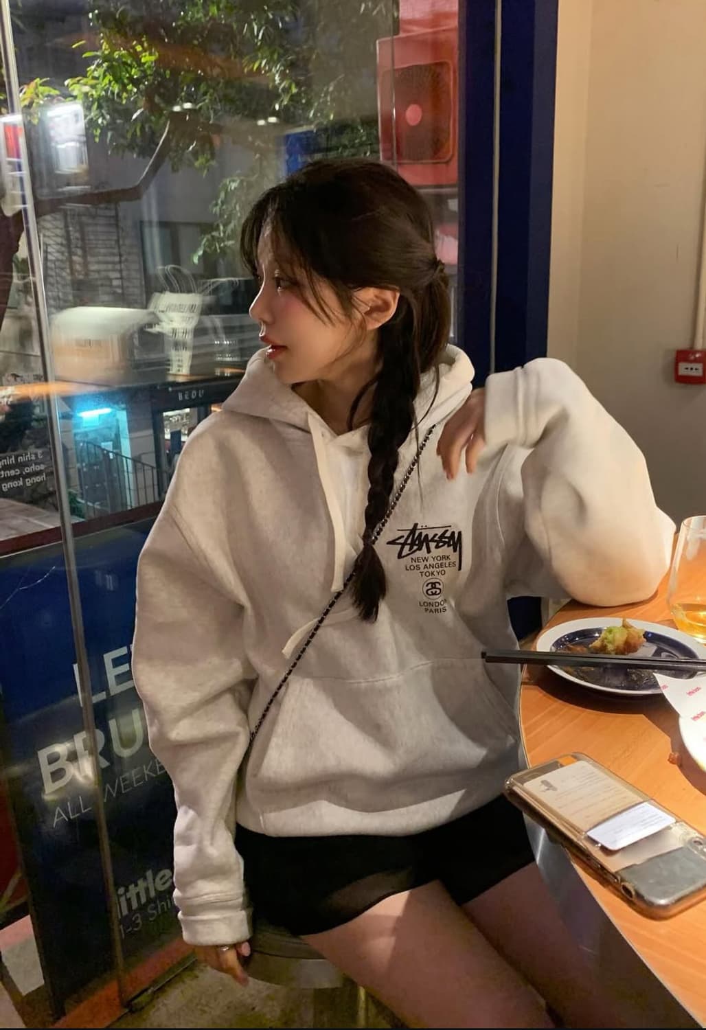 스투시 월드투어 후드 애쉬 헤더 m 상품이미지2