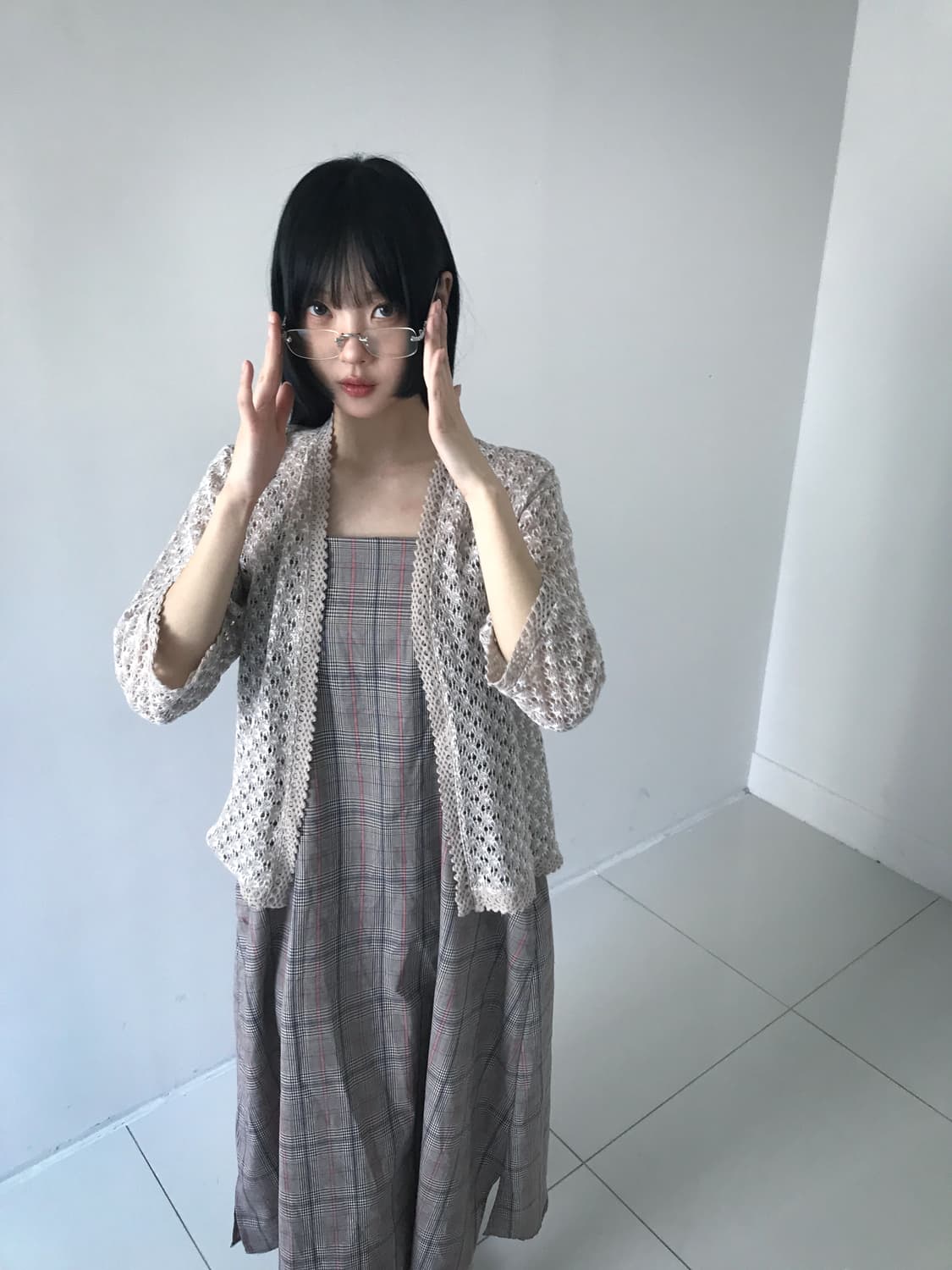 Vintage Punching Knit Cardigan(Beige 상품이미지8