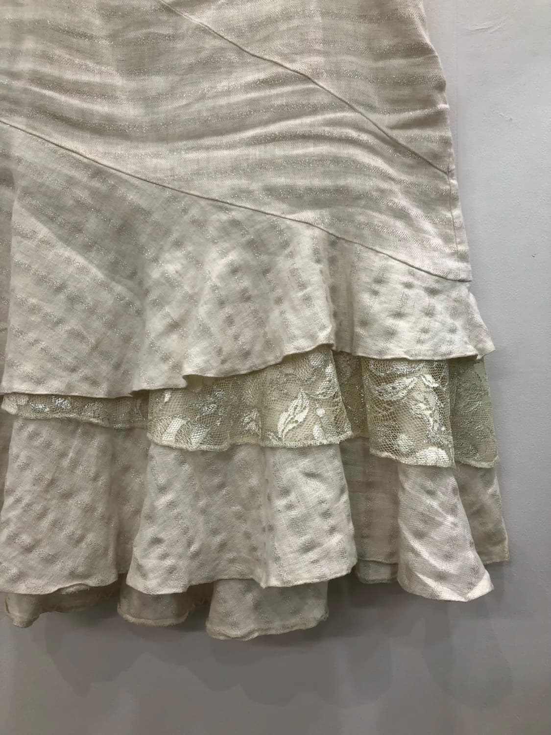 beige layered glitter detail midi skirt 상품이미지3