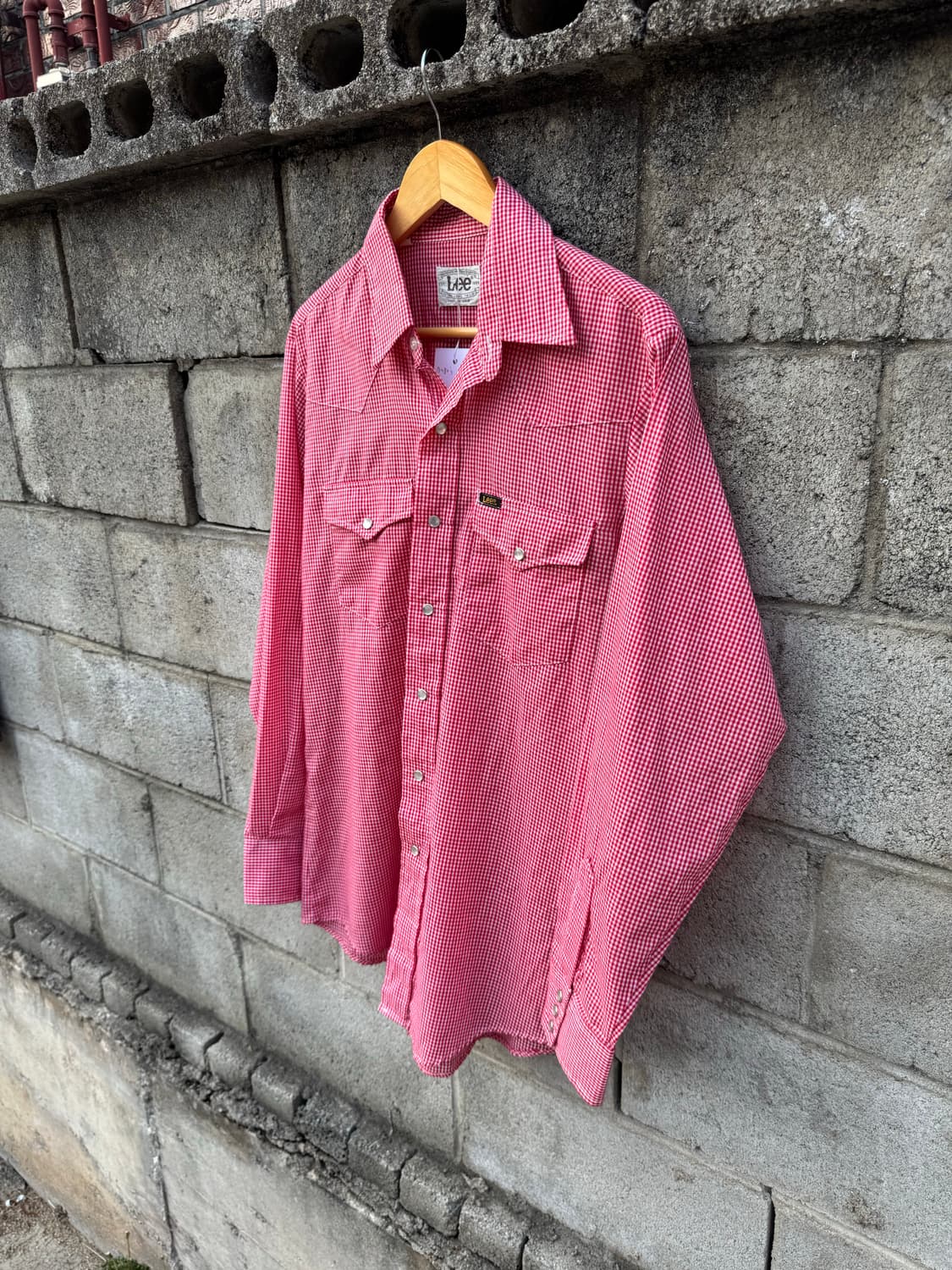 70~80s lee 빈티지 레드 체크 웨스턴 셔츠 상품이미지3