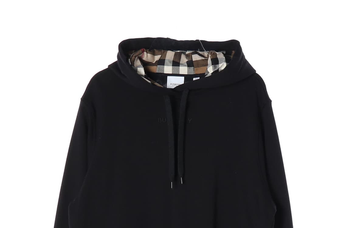 버버리 블랙 로고 자수 체크 후드 후디 후드티 M
 상품이미지3