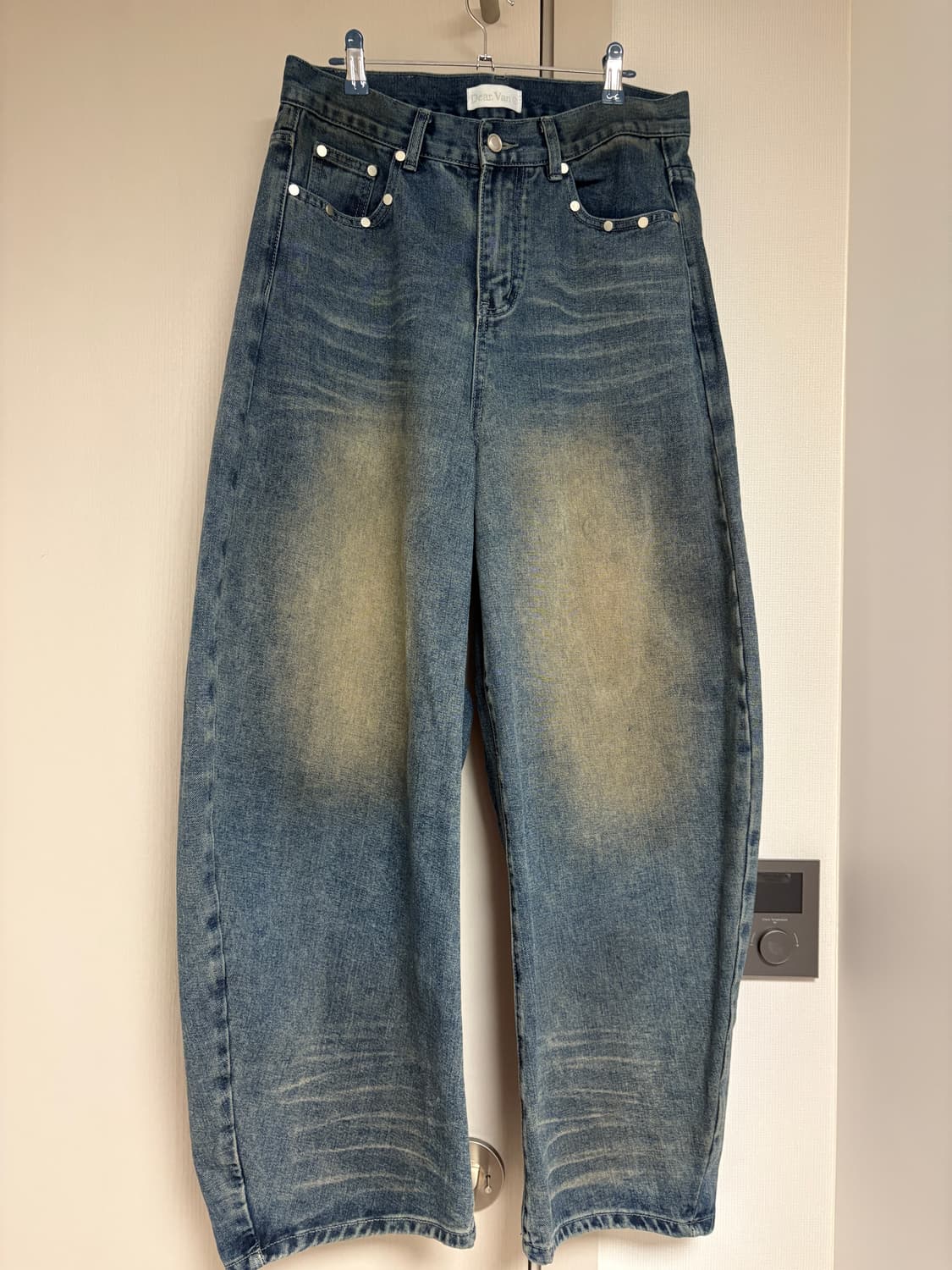 Back leather Denim 커브드 데님팬츠 상품이미지1