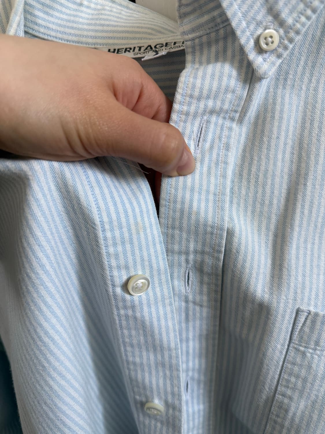 헤리티지플로스 옥스포드셔츠 sky stripe S사이즈 상품이미지3