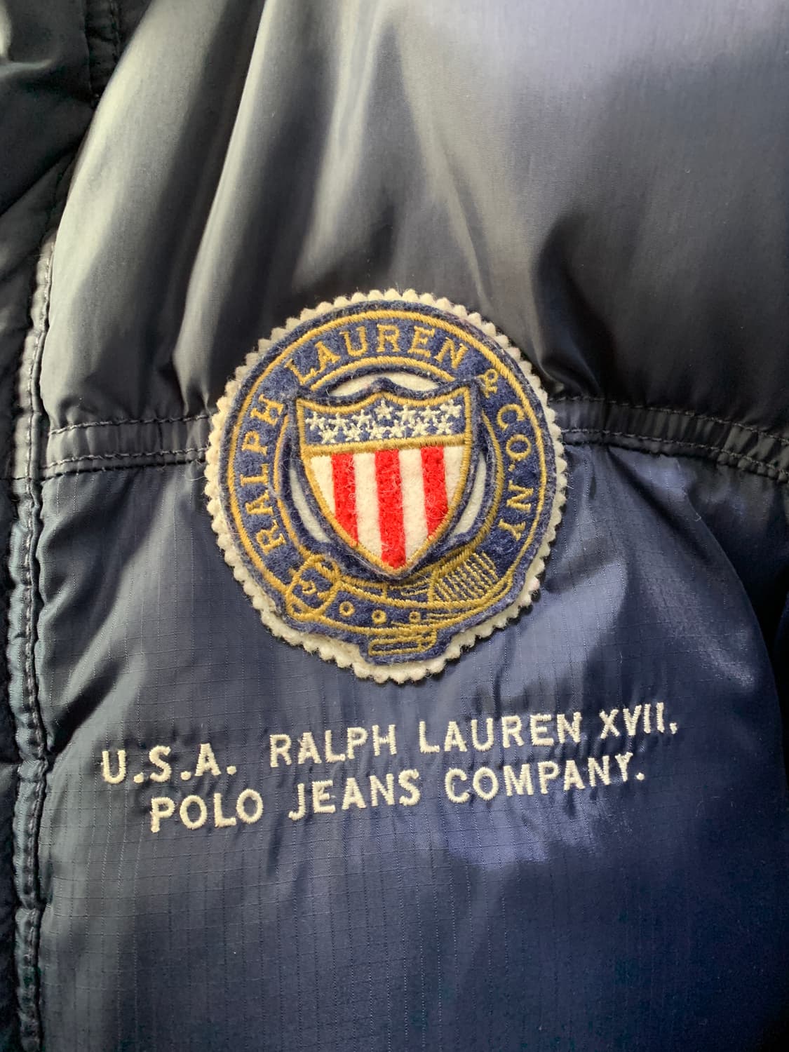 폴로 성조기 방패패치 구스다운 패딩 L 상품이미지5