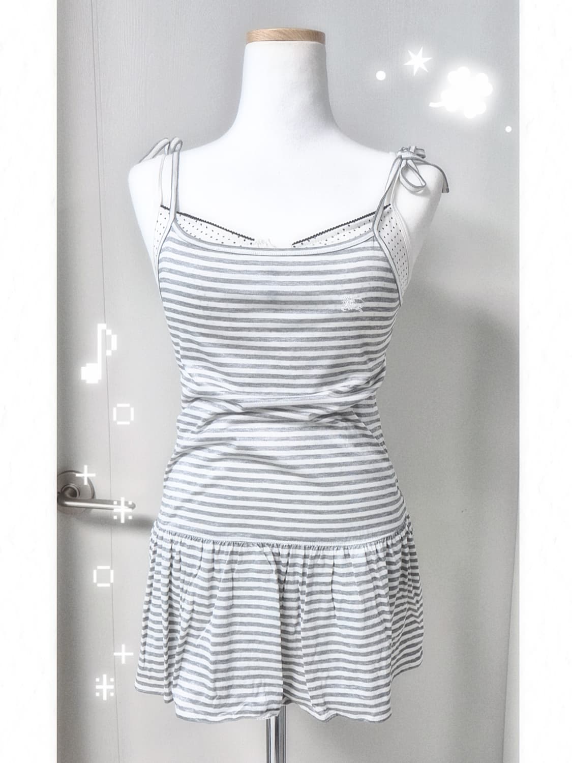 버버리 블루라벨 스트라이프 리본 끈 슬리브리스 히메갸루 오네갸루 상품이미지1