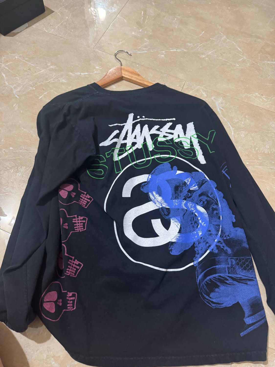 M 스투시 테스트 스트라이크 피그먼트 다이드 롱슬리브 티셔츠 블랙 상품이미지2