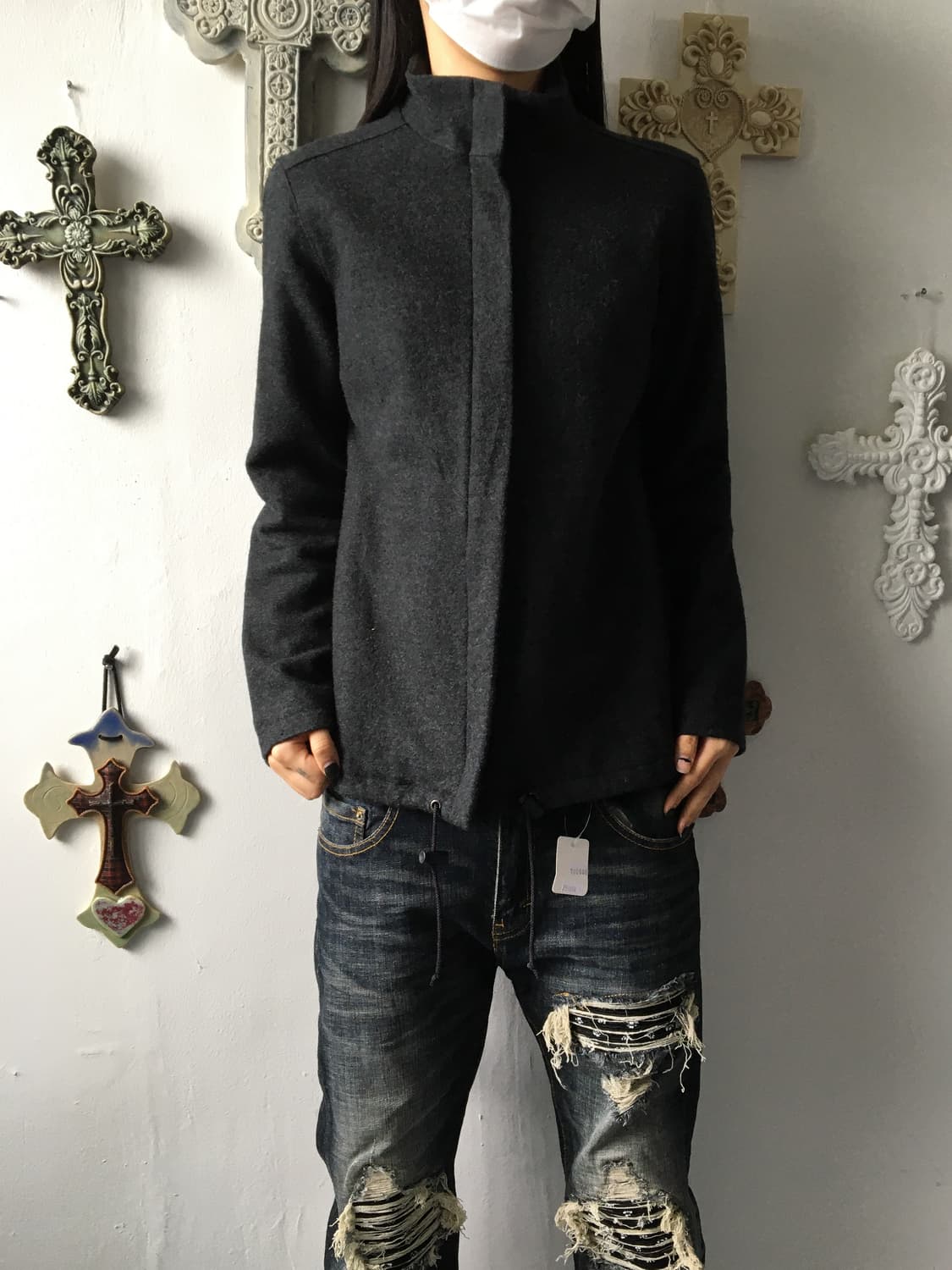 Woolen high neck coat 상품이미지1