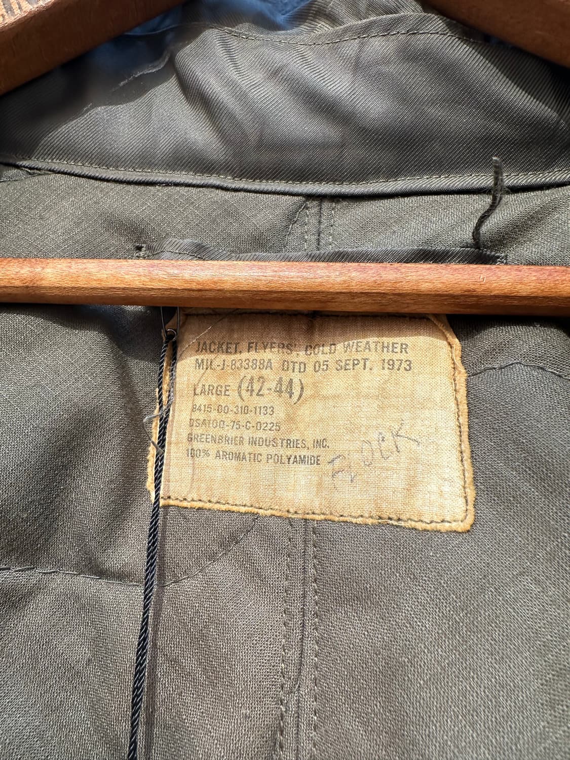 70s Us Amry MIL-J-83388A CWU-45/P 탱커 자켓 상품이미지10