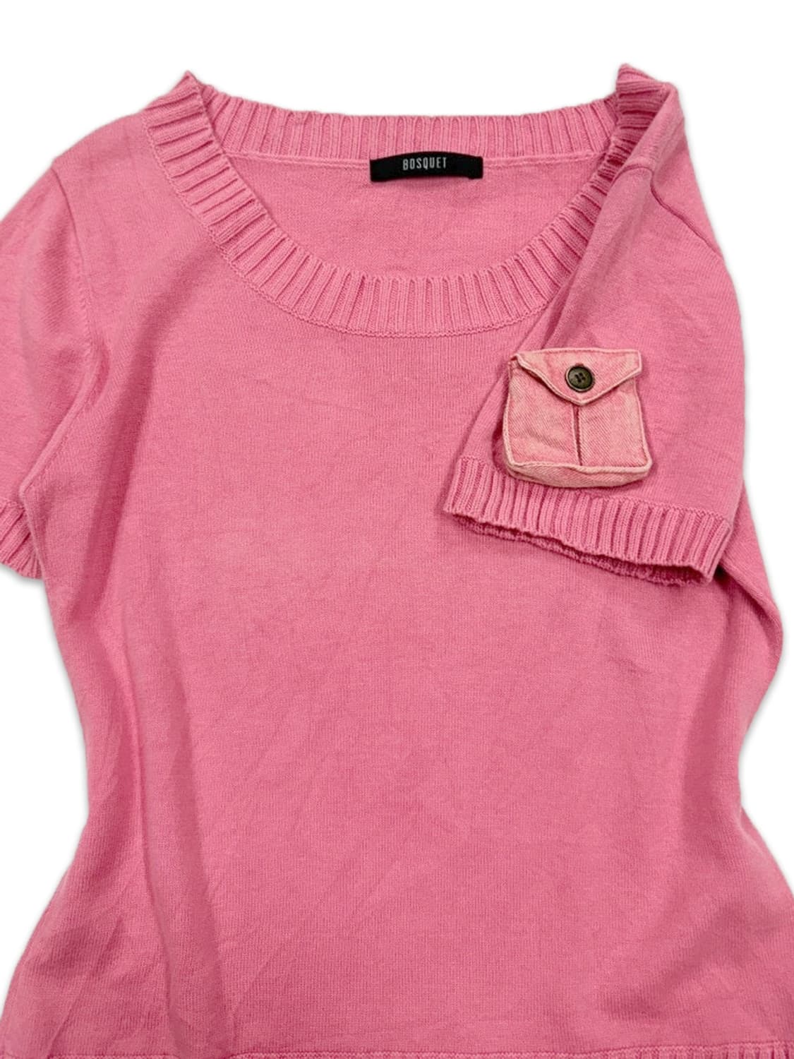 빈티지 BOSQUET포캣 포인트 반팔 니트 상품이미지3