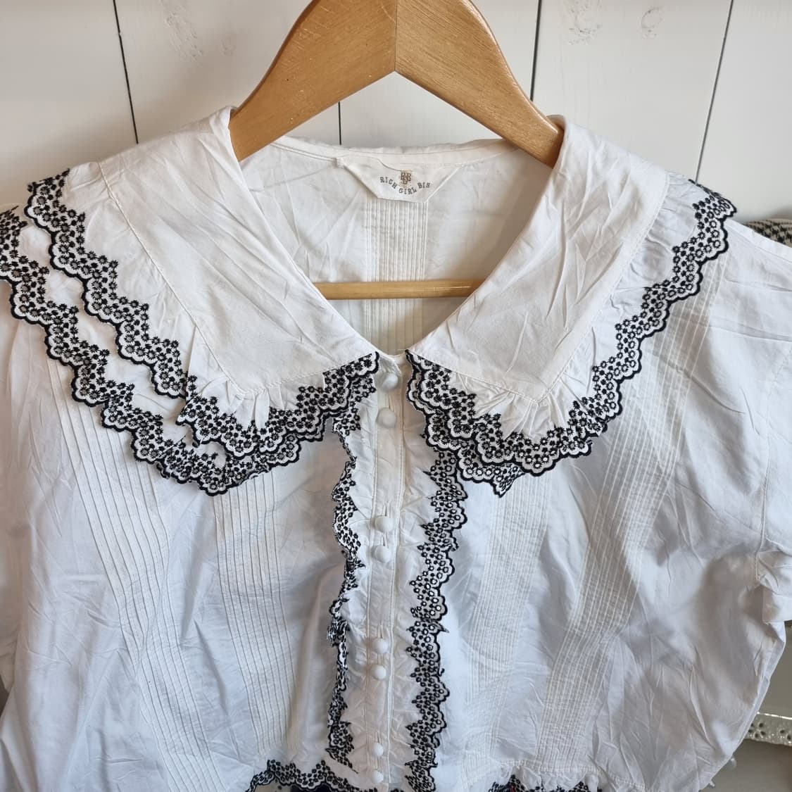 화이트 코튼 레이스 세일러 블라우스 상품이미지5