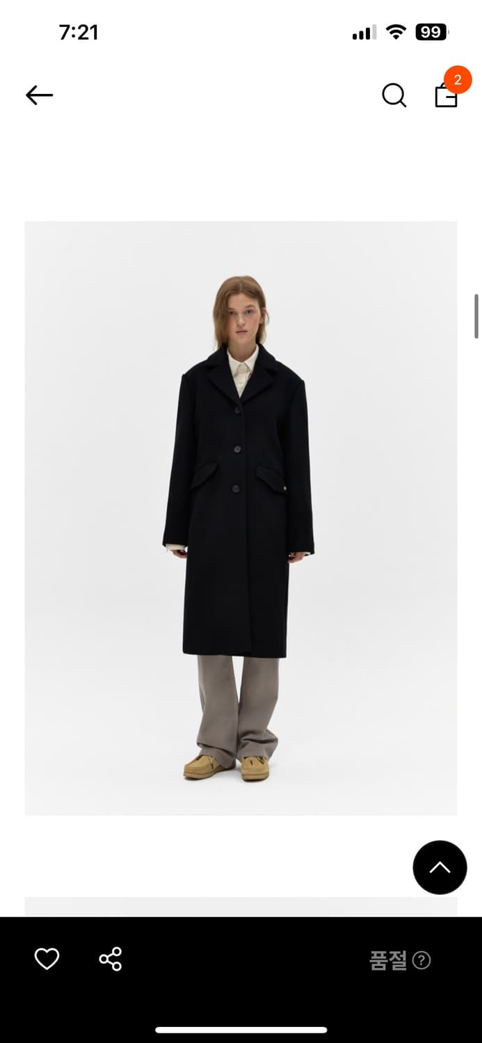 드파운드 캐시미어 싱글 코트 블랙 상품이미지2