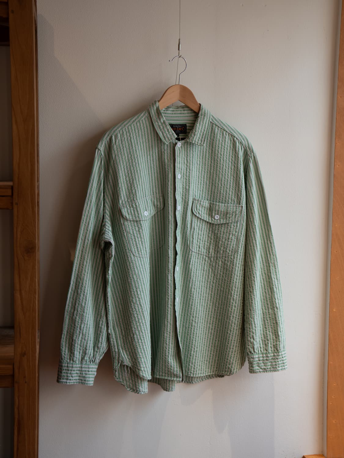 빔즈플러스 시어서커 스트라이프 워크 셔츠 상품이미지3