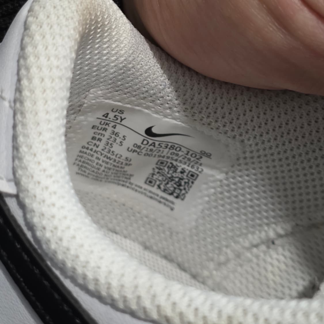 6a-9:나이키 코트 레거시 GS 화이트 블랙 23.5cm 상품이미지10