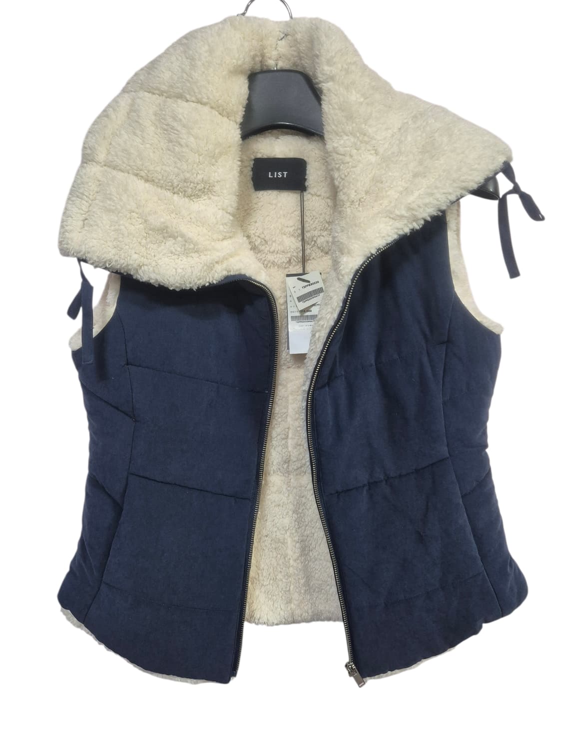 LIST 리스트 뽀글이 패딩 조끼 네이비 상품이미지1