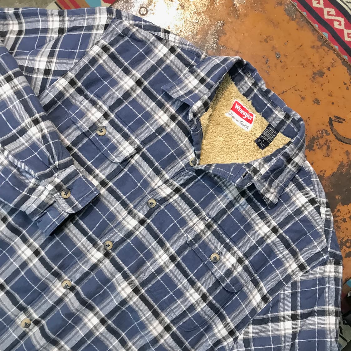 랭글러 라이트 네이비 타탄 체크 양털 셰르파 자켓 남성 110  상품이미지2