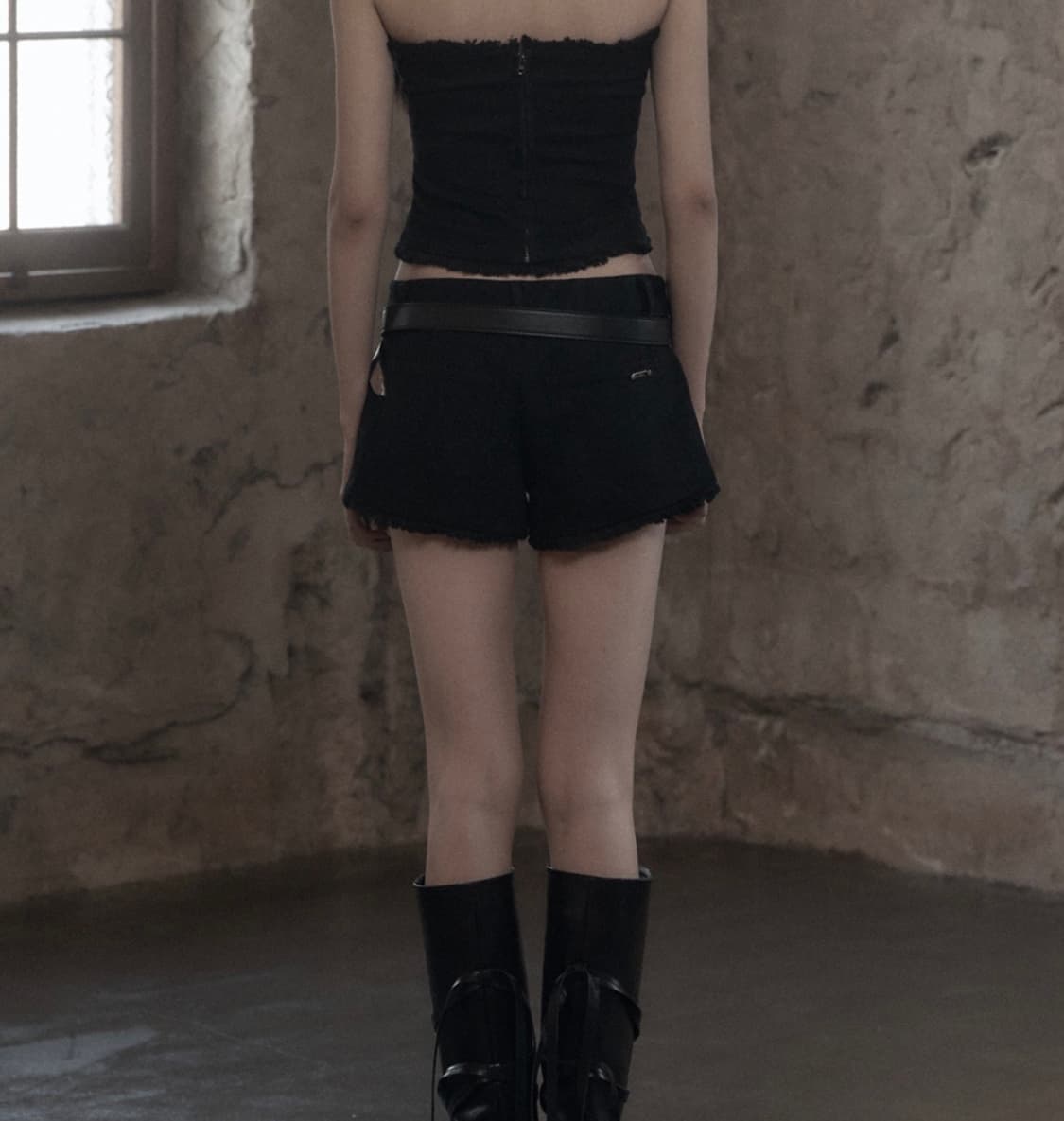 [므넴] Fringe Wash Shorts 블랙 1 상품이미지3