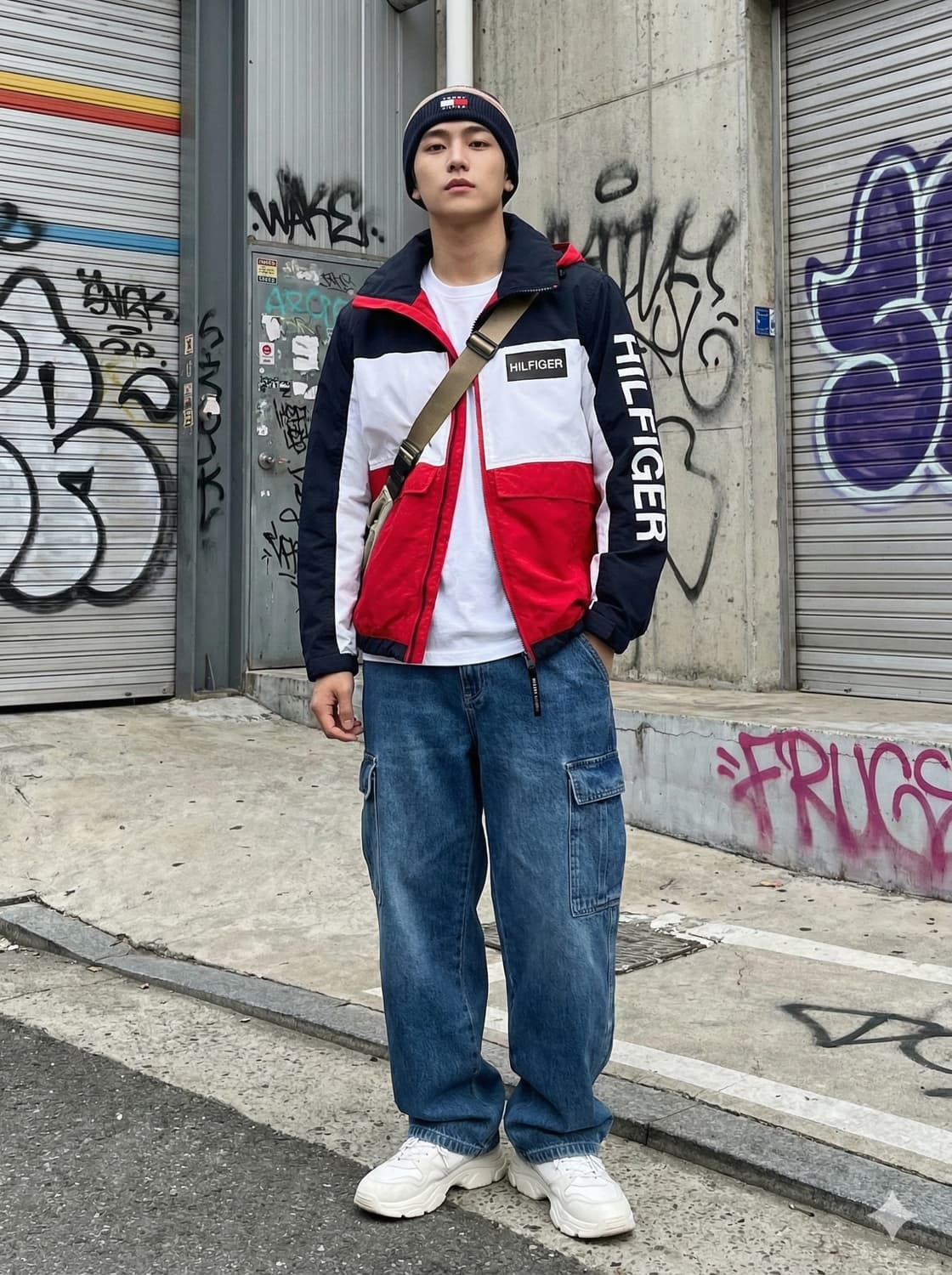 타미힐피거 빅로고 컬러블록 후드 바람막이 자켓 상품이미지1