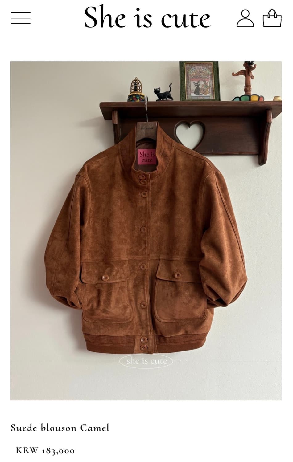쉬이즈큐트 Suede blouson Camel 상품이미지1