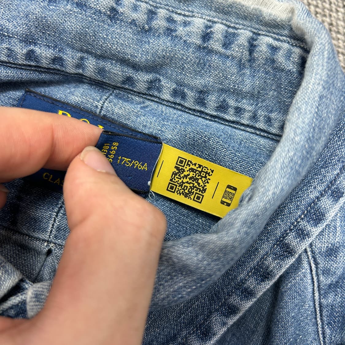 폴로 클래식핏 QR라벨 데님셔츠(M) 상품이미지6