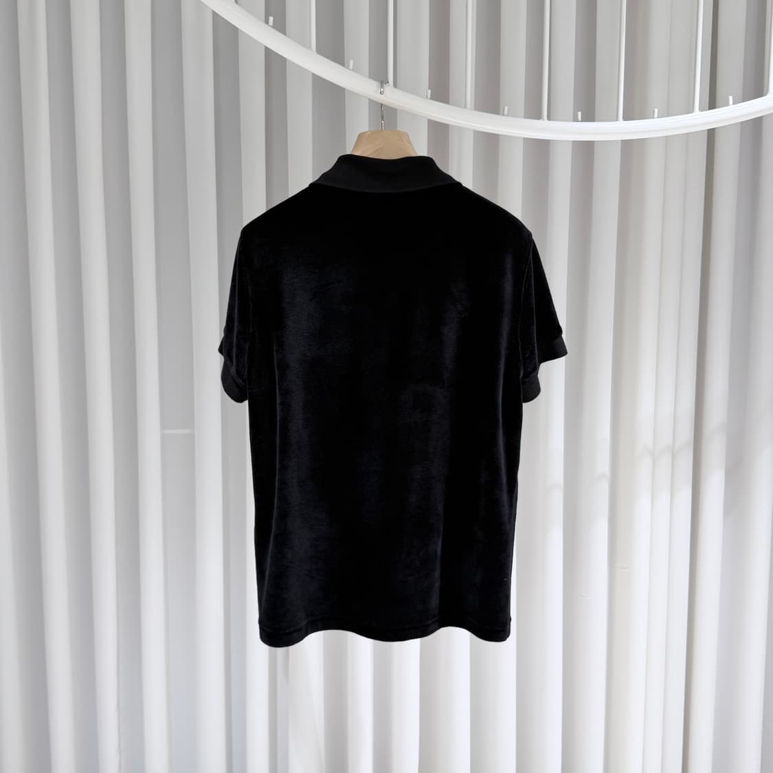 (A+/48) / 톰포드 블랙 벨벳 벨루어 폴로 반팔 티셔츠 상품이미지6
