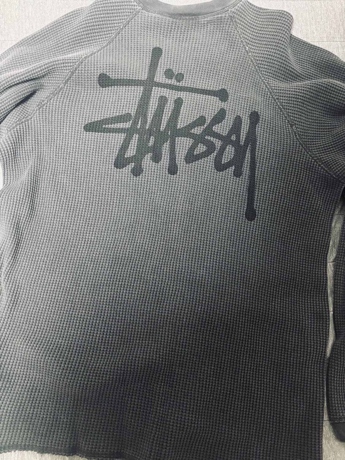 스투시 래글런 써멀 롱슬리브 크루 워시드 블랙 l 상품이미지5