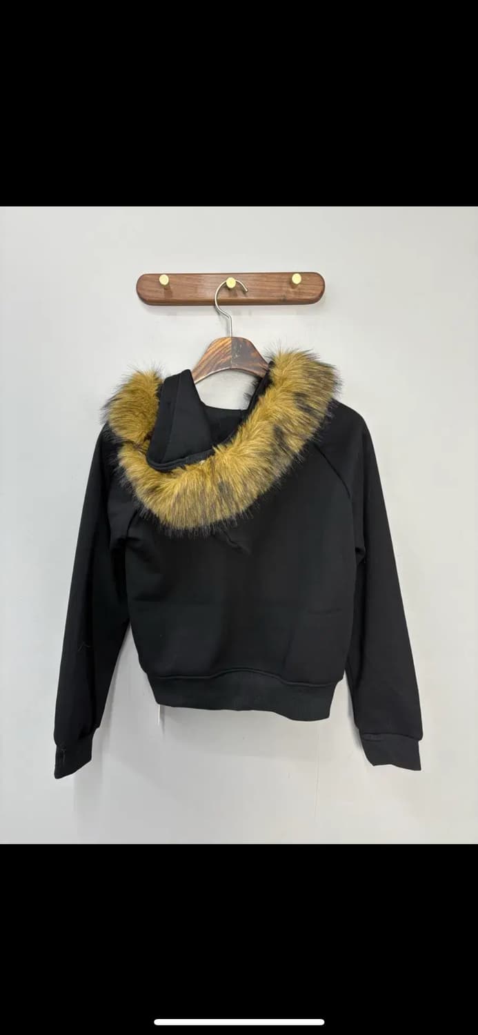 빈티지 블랙골드 패턴 퍼 후드집업 (퍼 탈부착 가능) H1570 상품이미지4