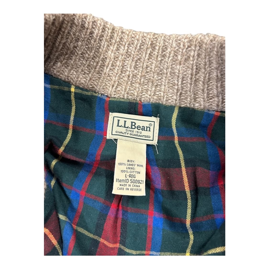 XL) 엘엘빈 L.L.Bean 램스울 체크 라이닝 집업 가디건 TK-03 상품이미지3