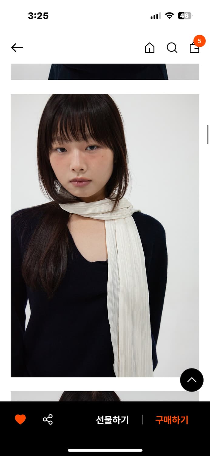 (새상품) 지지 geegee 플리츠 롱 스카프 아이보리 상품이미지1