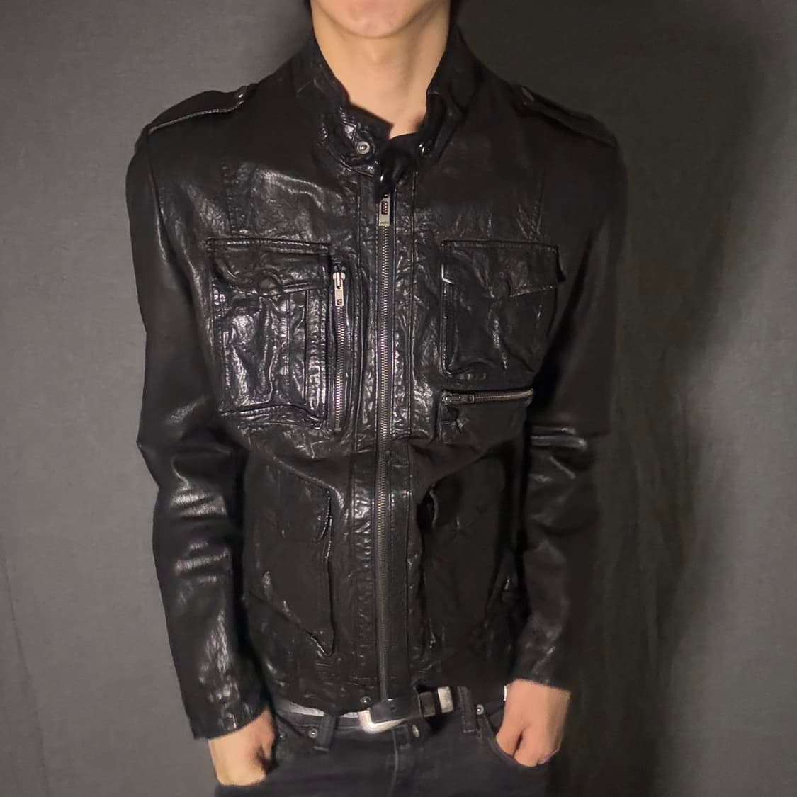 lamb skin leather pocket jacket 상품이미지2