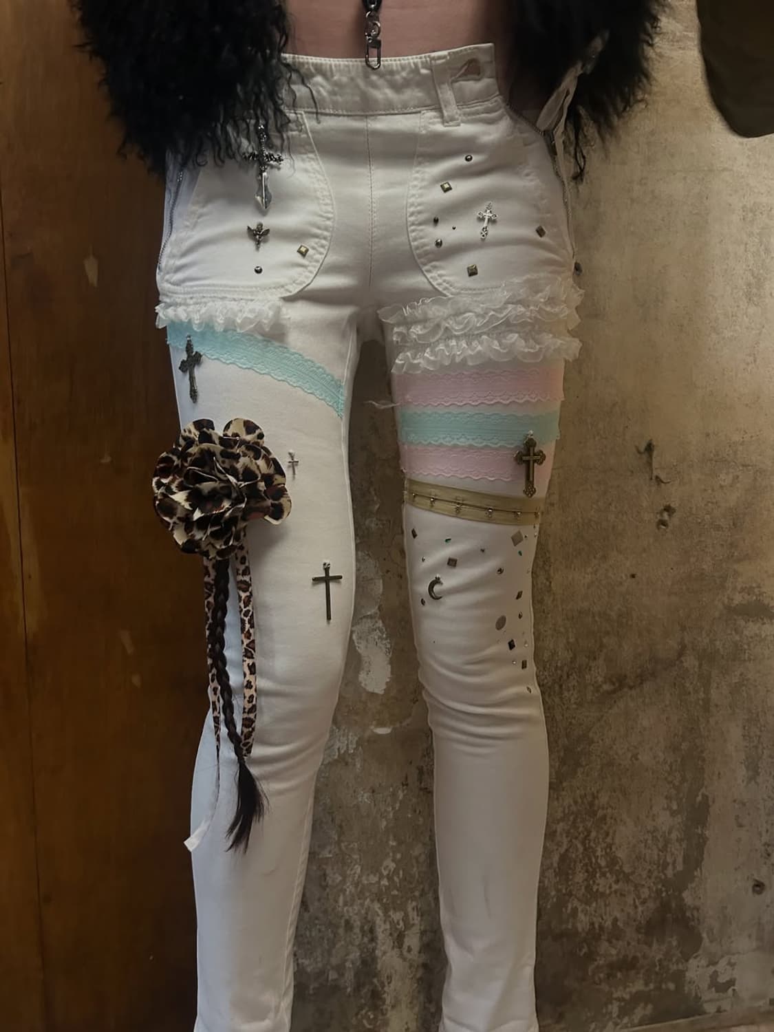 White lace trim pants 상품이미지1