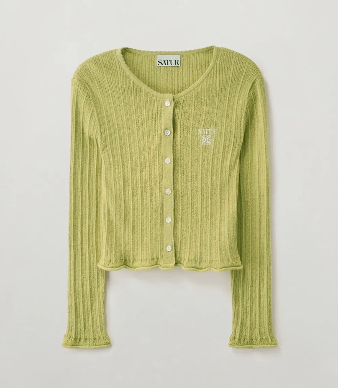 세터 satur 시어 롱 슬리브 크롭 가디건 올리브 그린(새상품) 상품이미지1