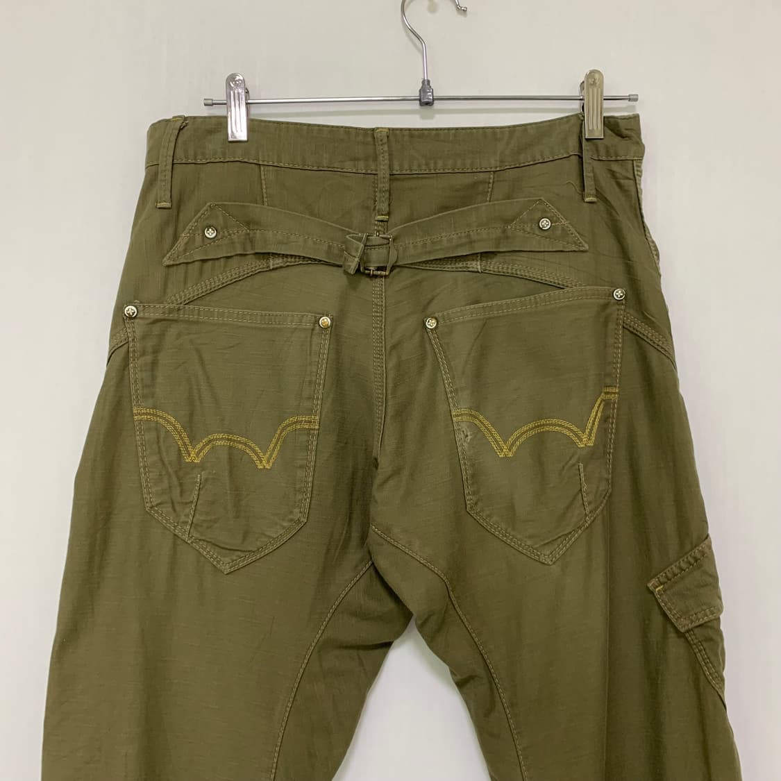 에드윈 백 벨트 포인트 지퍼 포켓 카고팬츠 31인치 00s 남녀공용 바지 상품이미지7