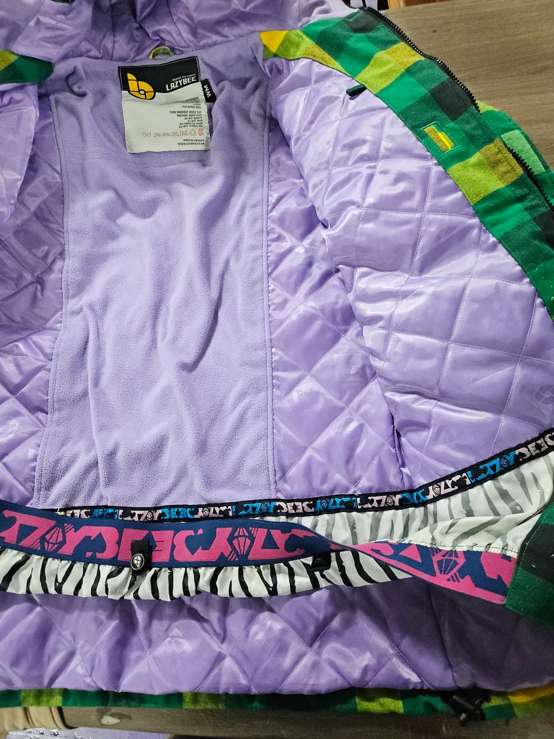 LAZYBEE 체크 후드 자켓 그린/옐로우 남성점퍼 M 상품이미지6