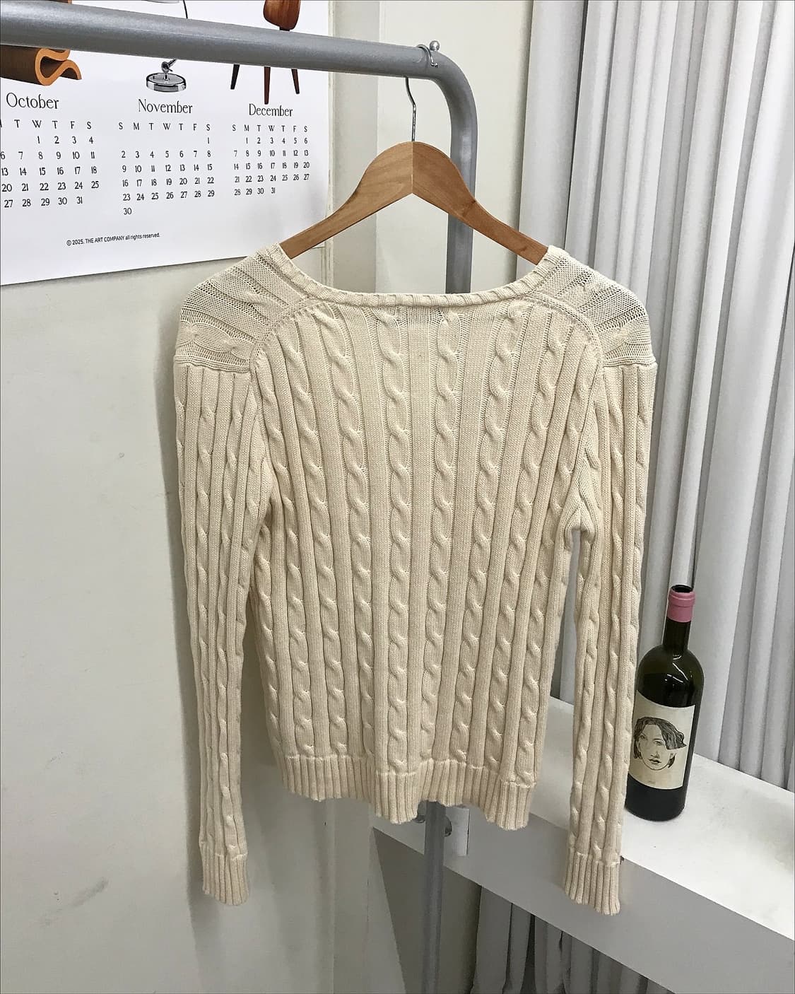 폴로 브이넥 케이블 니트 상품이미지5