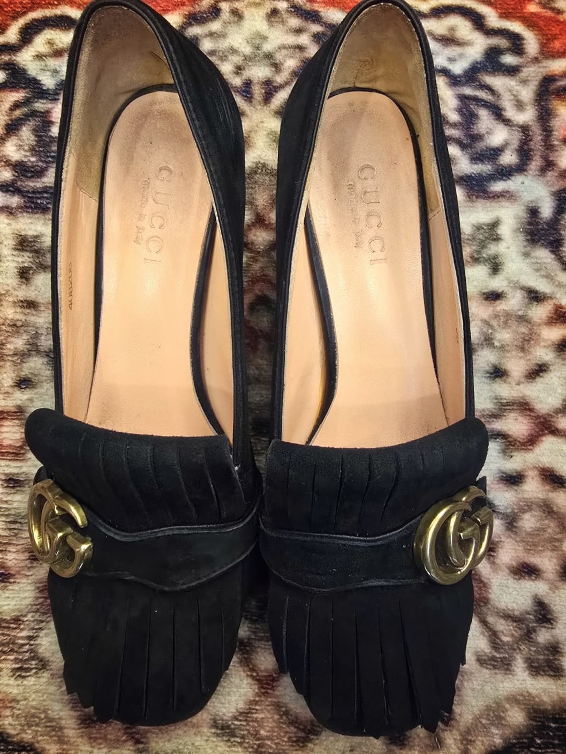 구찌(Gucci)의 GG 마몽 스웨이드 미드힐 펌프스 상품이미지9