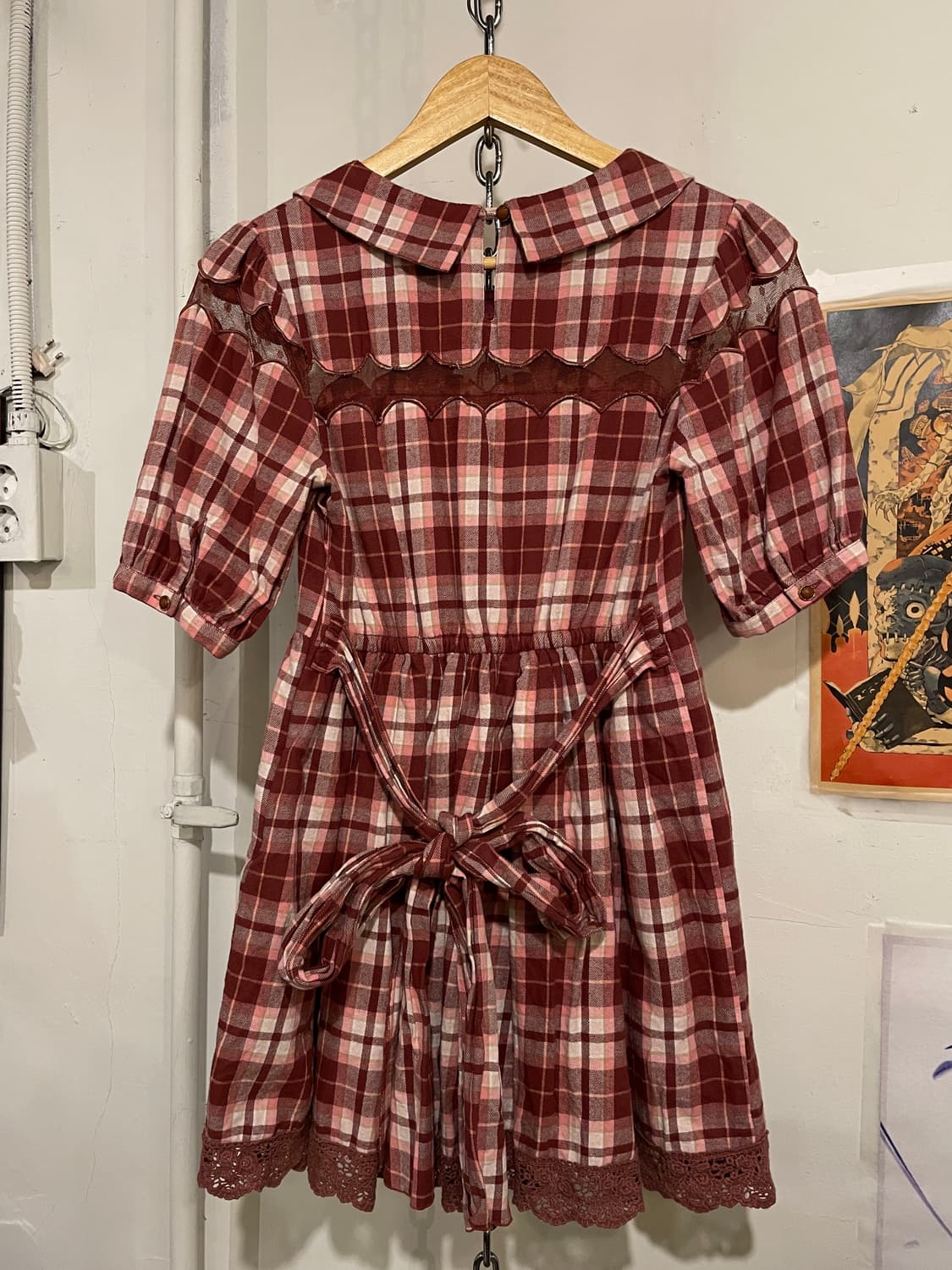 liz lisa 리즈리사 시스루 레드 체크 스트랩 미니 원피스 상품이미지6