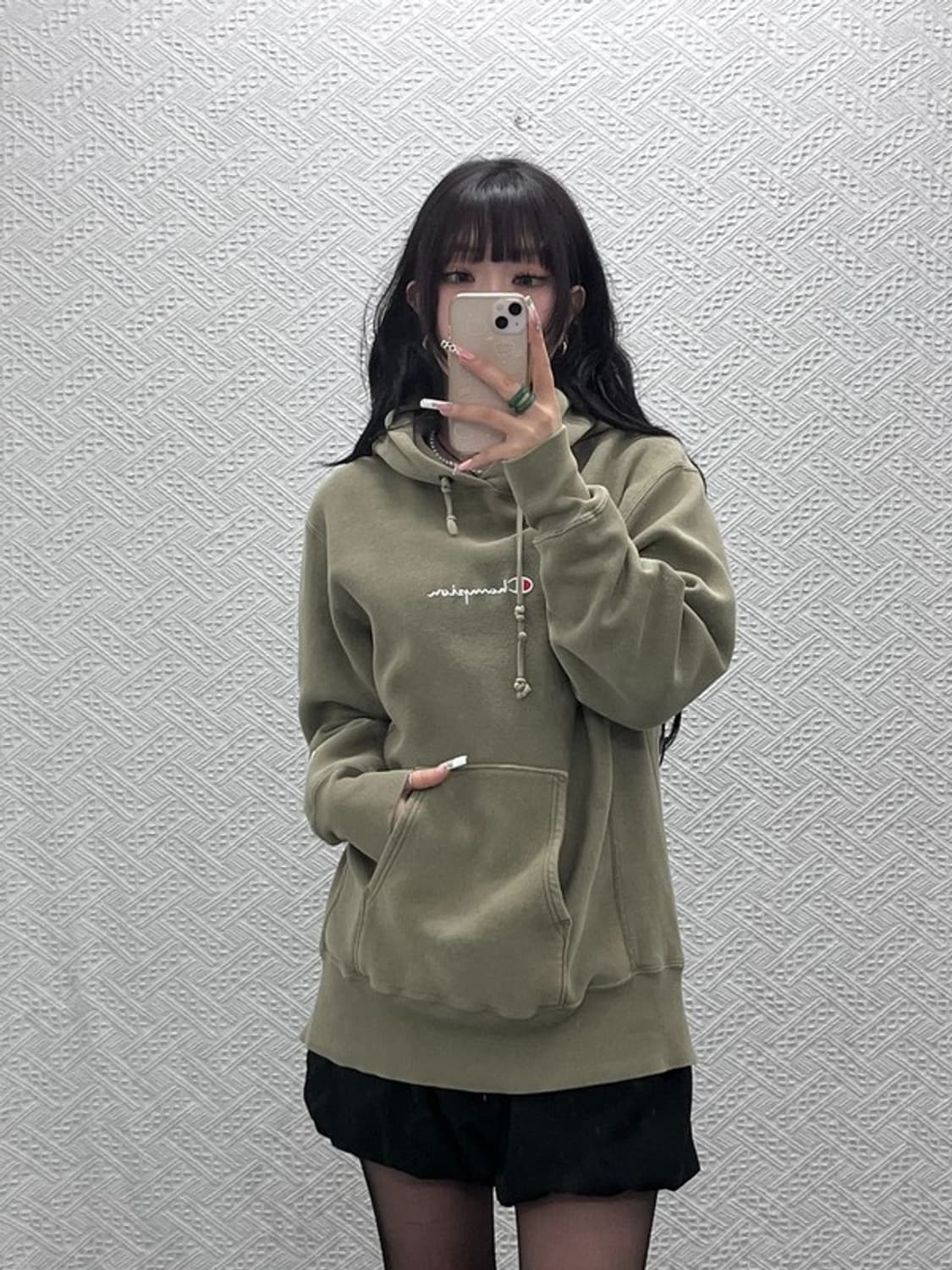 챔피온 빈티지 캐주얼 슬림핏 올리브카키 후드티 L C11214 상품이미지1